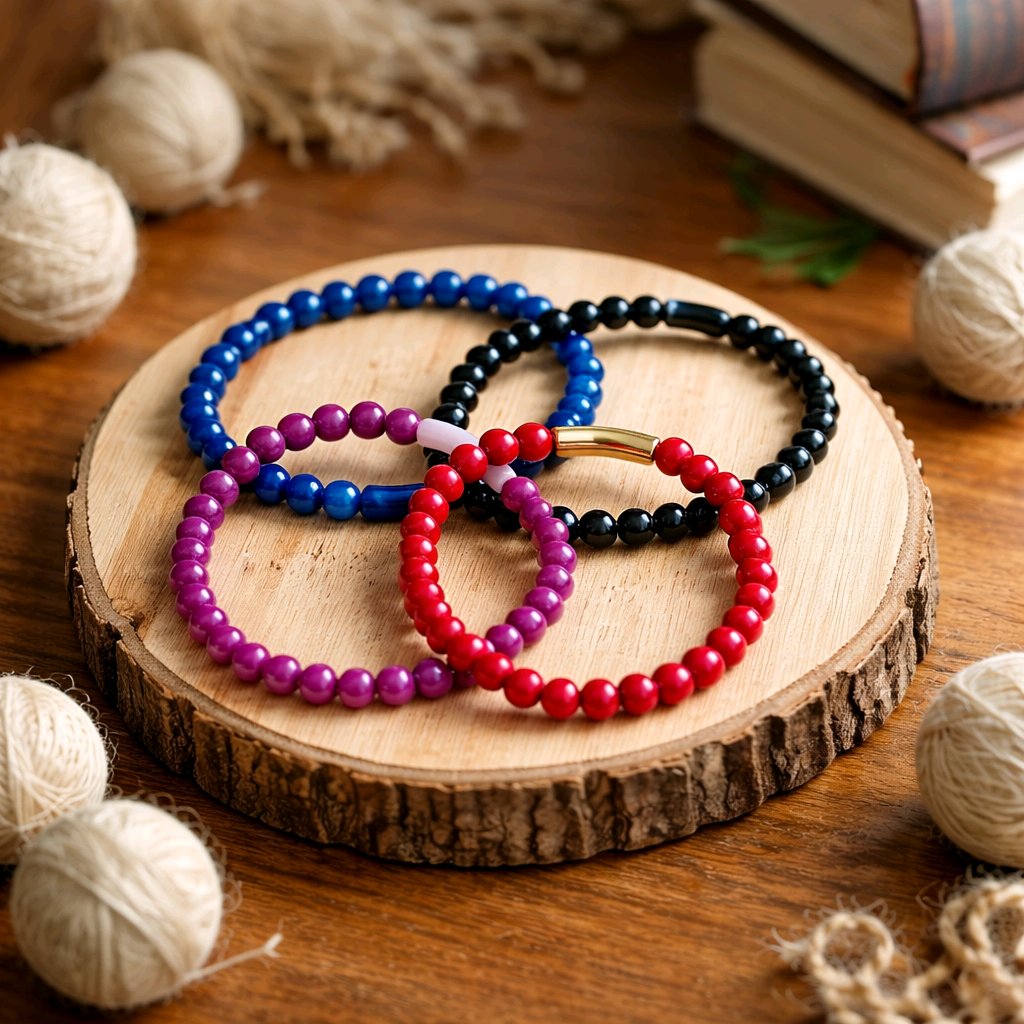 Les bracelets en perles rondes + perle tube