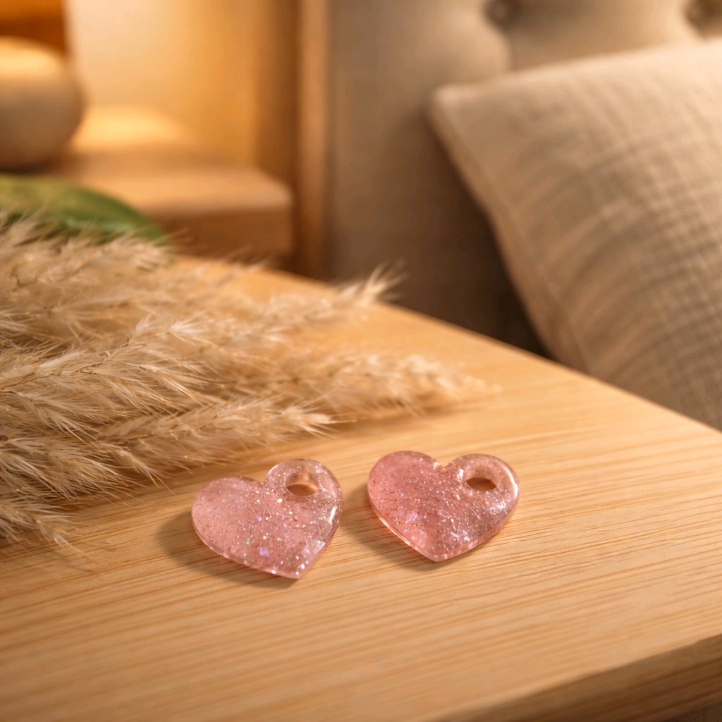 Pampilles en résine Coeur perdu – Rose