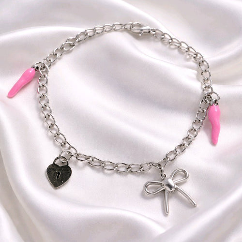 Bracelet argenté breloques piments - la fabrique à pampilles