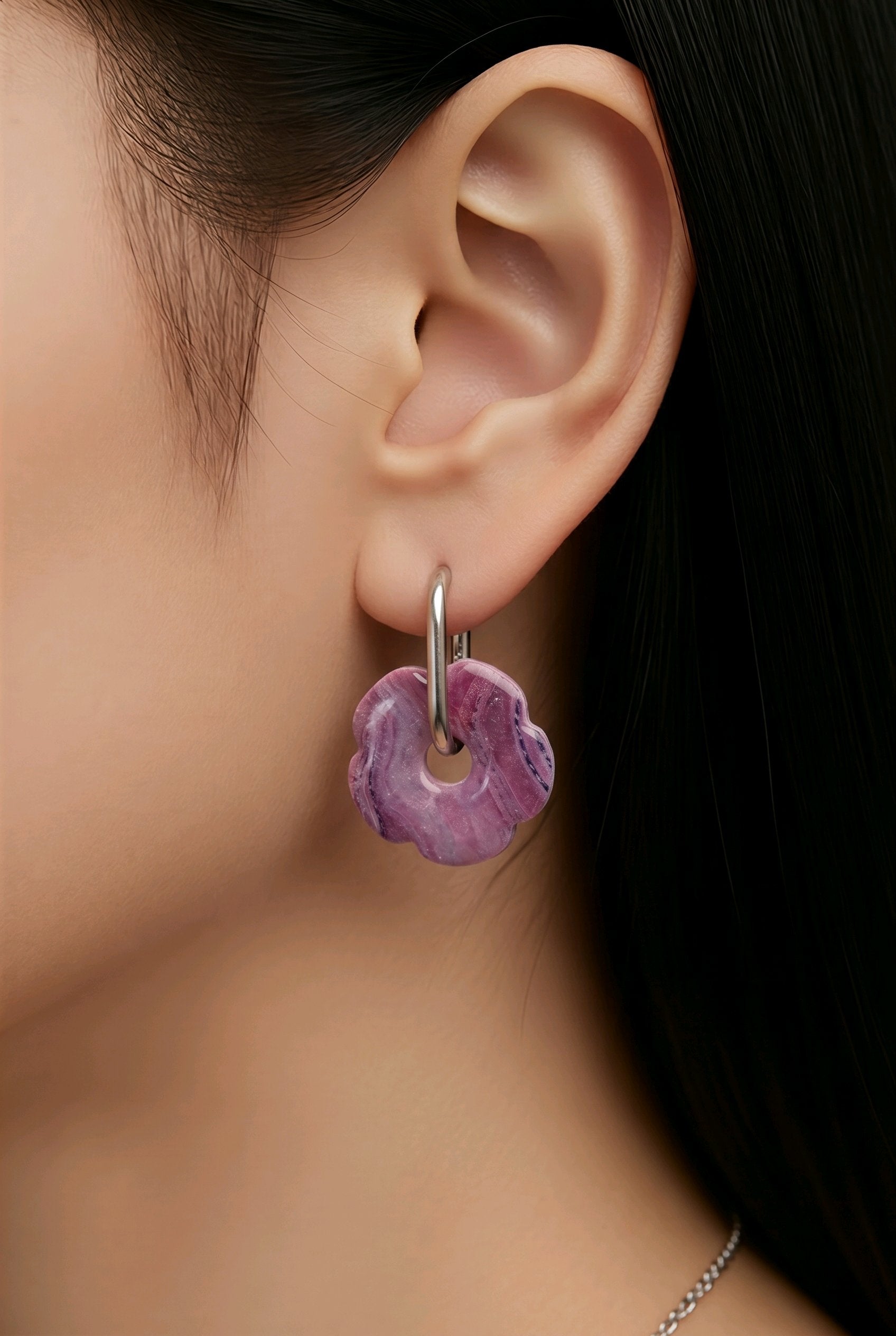 Boucles d'oreilles Fleur Pauline — avec decor (plusieurs décors disponibles)