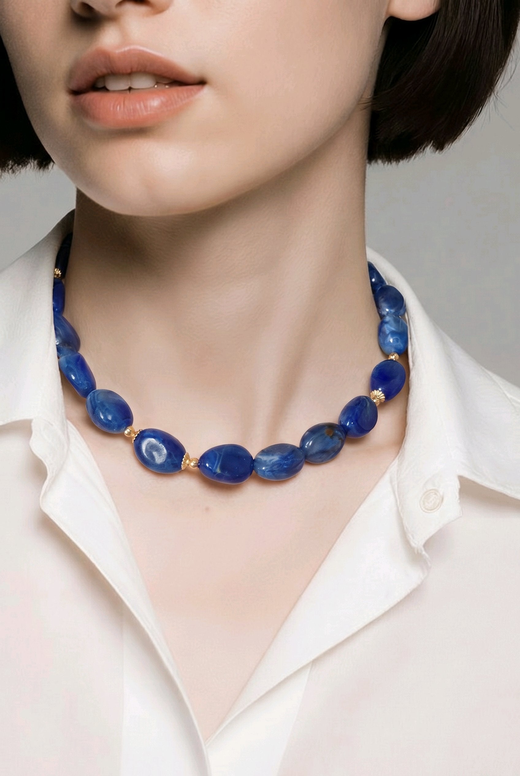 collier perles ovales (plusieurs coloris disponibles)