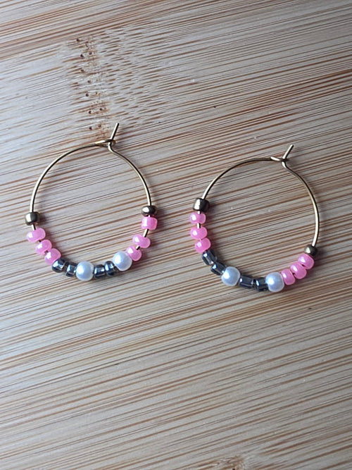 Boucles d oreilles Perrine rose