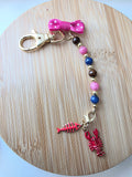 Porte clés /bijou pour sac  -multicolore- breloques crabe et poisson - la fabrique à pampille