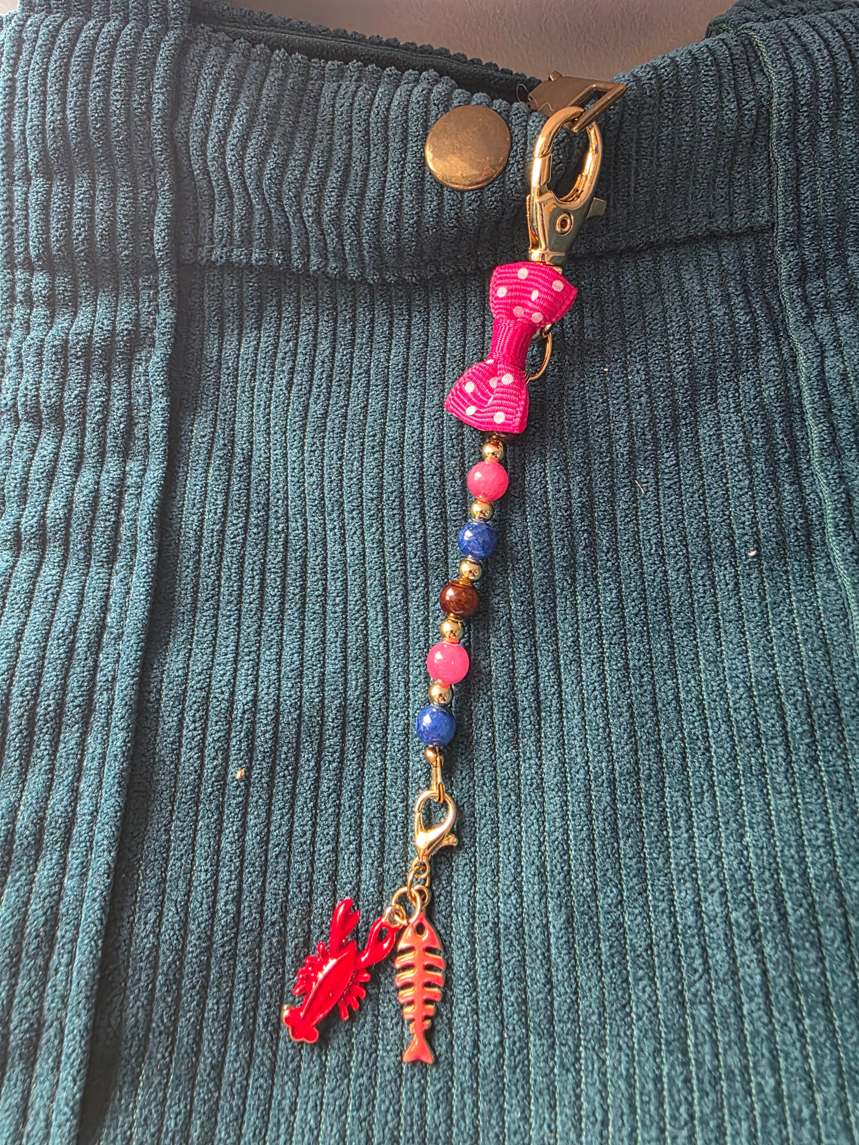 Porte clés /bijou pour sac  -multicolore- breloques crabe et poisson - la fabrique à pampille