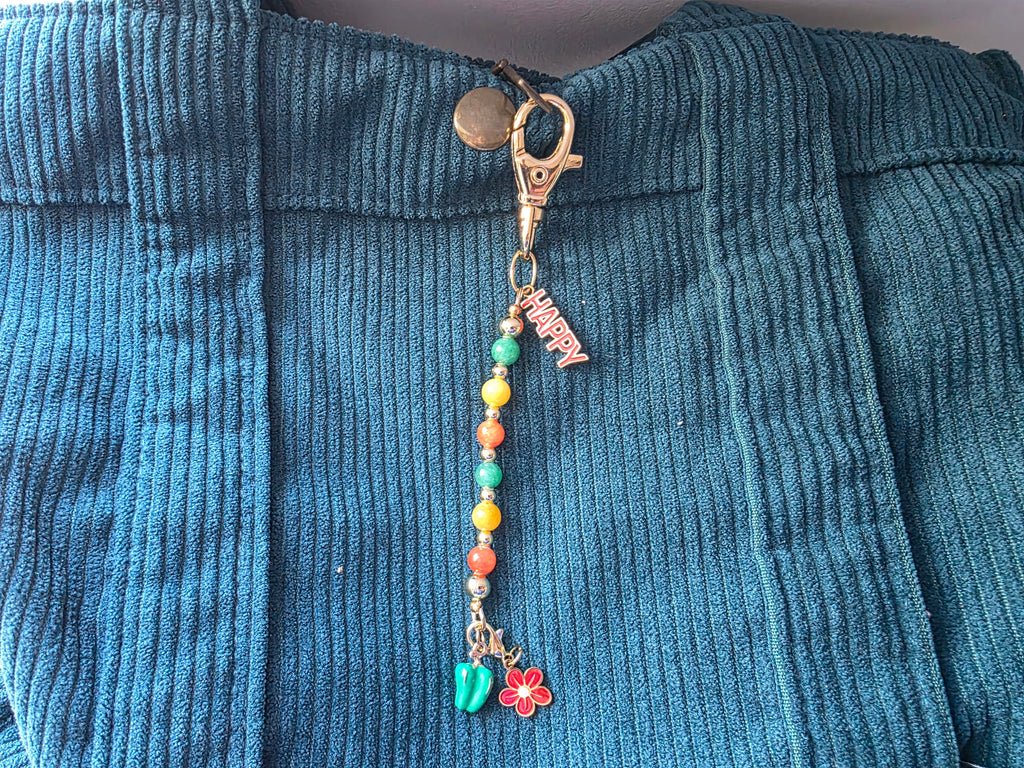 Porte clés /bijou pour sac  -multicolore- breloques poivrons, happy - la fabrique à pampille