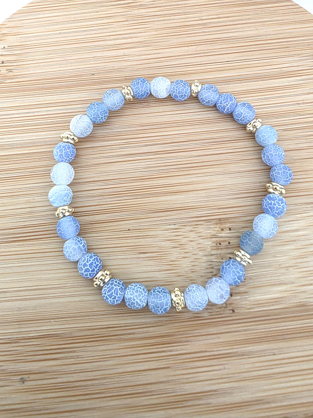 Bracelet effet craquelé Agate bleu Sapphire 6mm