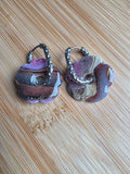 Boucles d'oreilles Fleur Pauline avec décor - Marron rosé