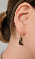 Boucles d'oreilles créoles + bottes de cowboy - Noir