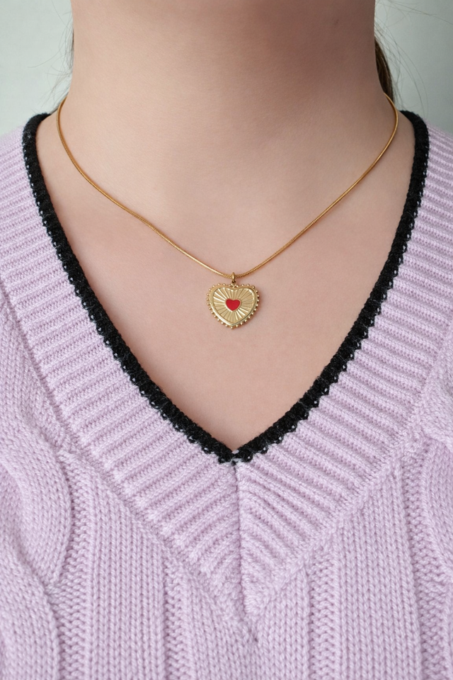 Collier maille serpentine  - breloque soleil - la fabrique à pampilles