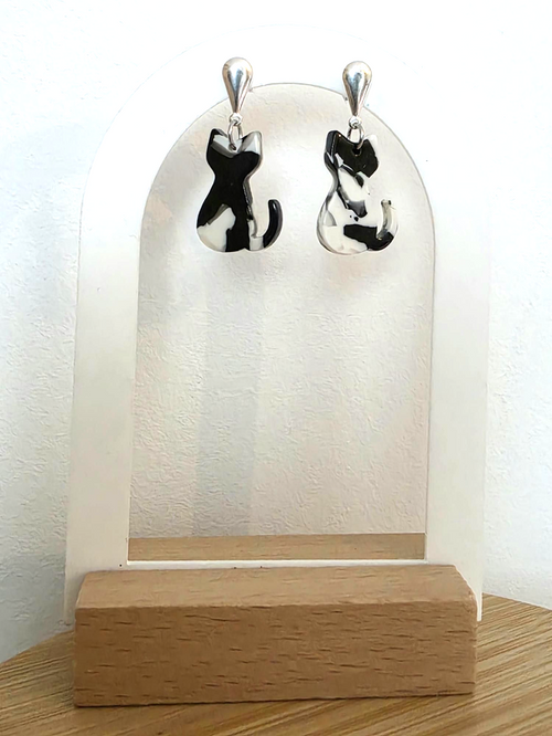 Boucles d oreilles argentées et chat - la fabrique à pampilles