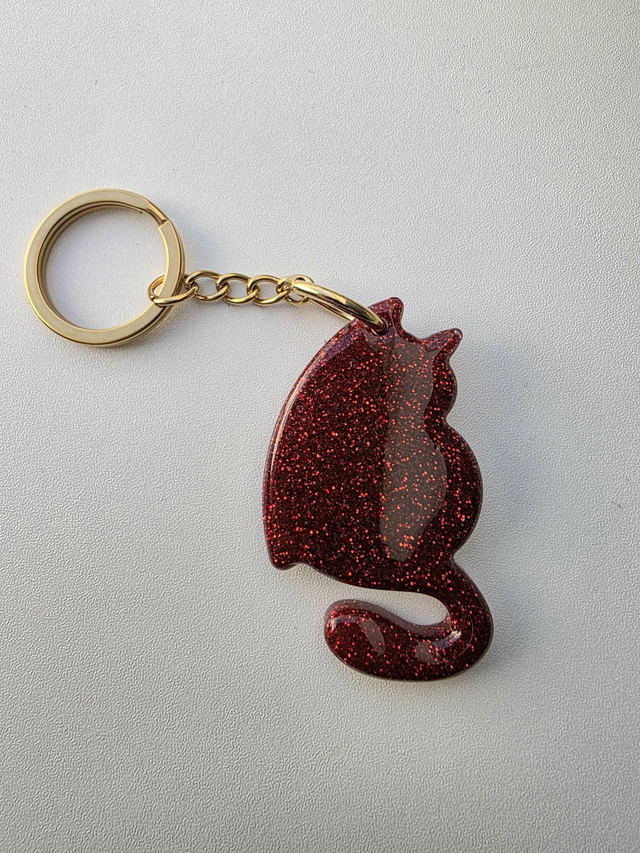 Porte clés /bijou pour sac en forme de chat  -couleur rouge- la fabrique à pampilles