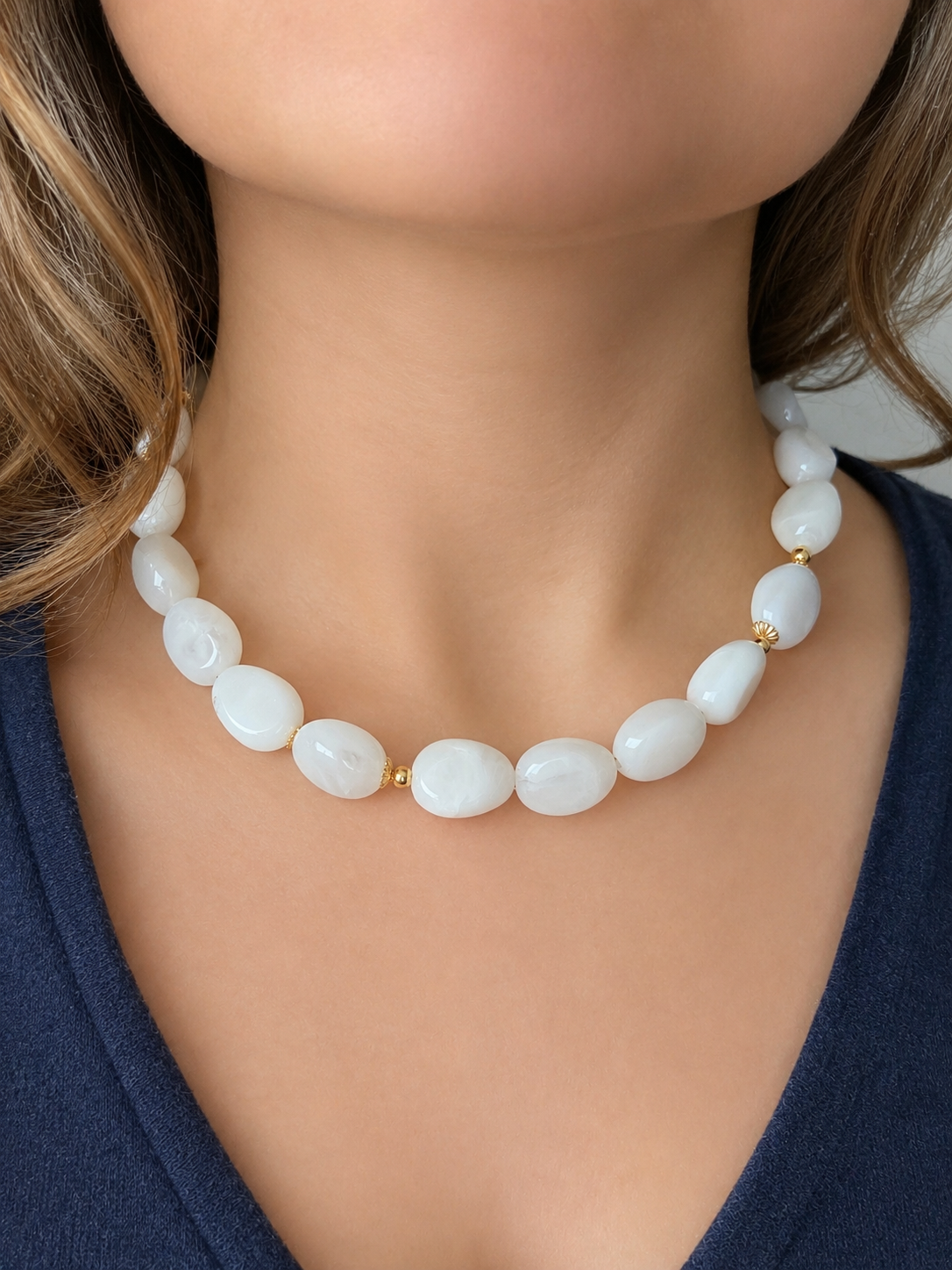 collier perles ovales (plusieurs coloris disponibles)