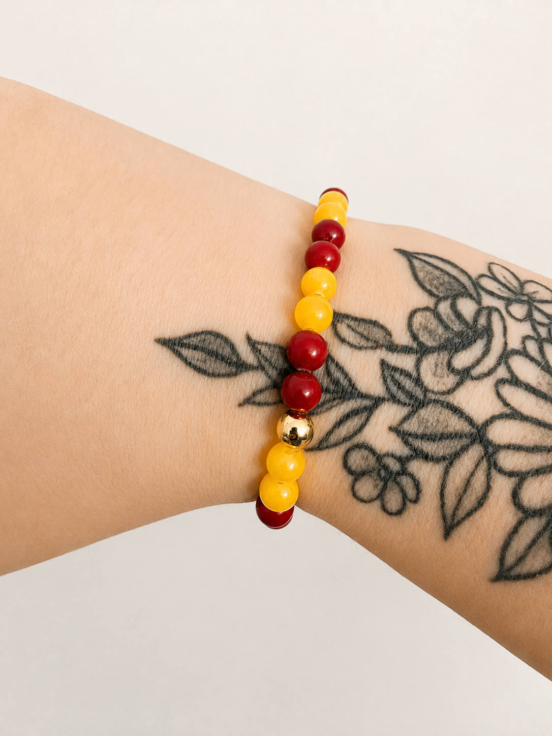 Bracelet perles Soleil Rouge & Jaune