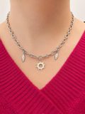 Collier en grosse maille Soleil & Plumes Argenté