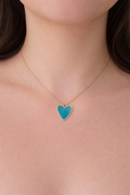 Collier maille serpentine doré - breloque coeur bleu - la fabrique à pampilles