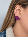 Puces d oreilles fleur violet - la fabrique à pampilles