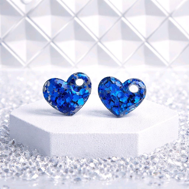 Pampilles en résine Coeur perdu – Bleu intense