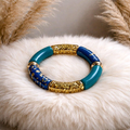Bracelet en perles maxi tubes couleur doré pailleté- la fabrique à pampilles