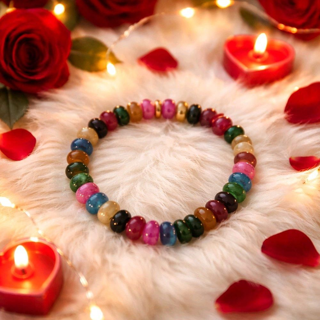 Bracelet en perles gemme couleur arc en ciel - la fabrique à pampilles