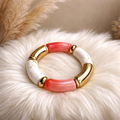 Bracelet en perles maxi tubes couleur rouge- la fabrique à pampilles
