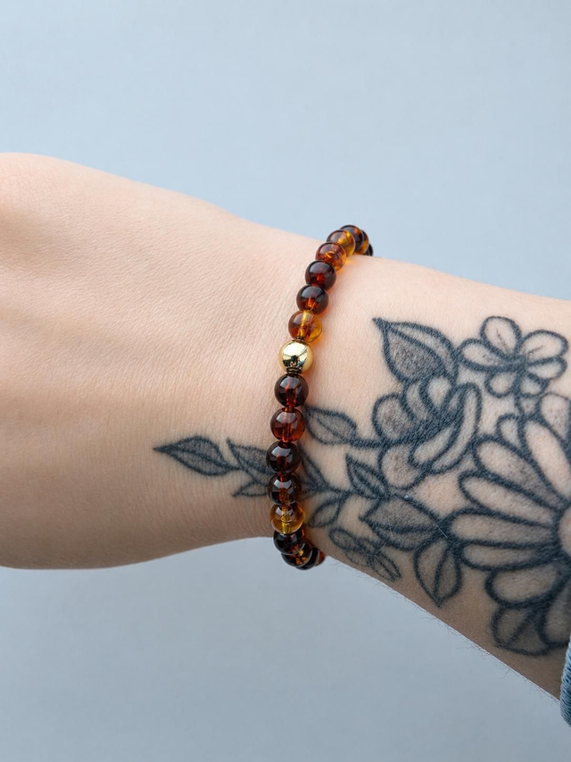 Bracelet perles rondes 6mm - Ambre