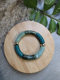 Bracelet en perles maxi tubes couleur vert- la fabrique à pampilles