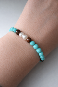 Bracelet perles rondes 6mm - Bleu clair