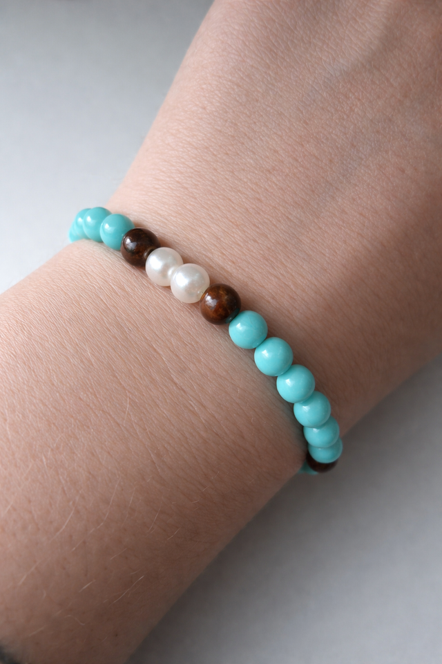 Bracelet perles rondes 6mm - Bleu clair