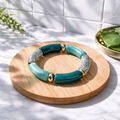 Bracelet en perles maxi tubes couleur vert- la fabrique à pampilles
