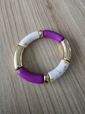 Bracelet en perles maxi tubes couleur violet- la fabrique à pampilles