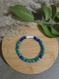 Bracelet en perles rondes et perle tube couleur bleu - la fabrique à pampilles