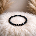 Bracelet perles rondes + tubes - Noir