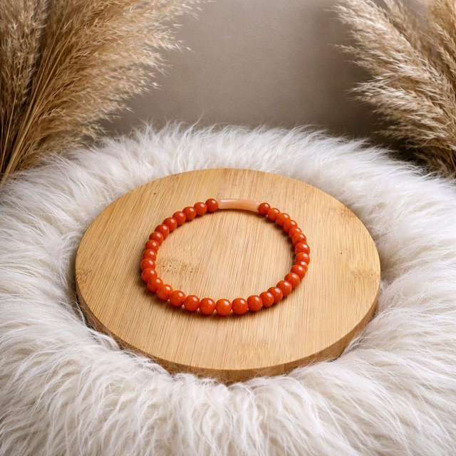 Bracelet perles rondes + tubes - Orange