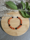 Bracelet perles rondes + tubes - Orange et noir