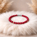 Bracelet perles rondes + tubes - Rouge zébré