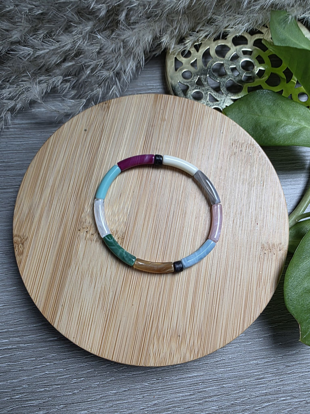 Bracelet en perles mini tubes couleur  arc en ciel- la fabrique à pampilles