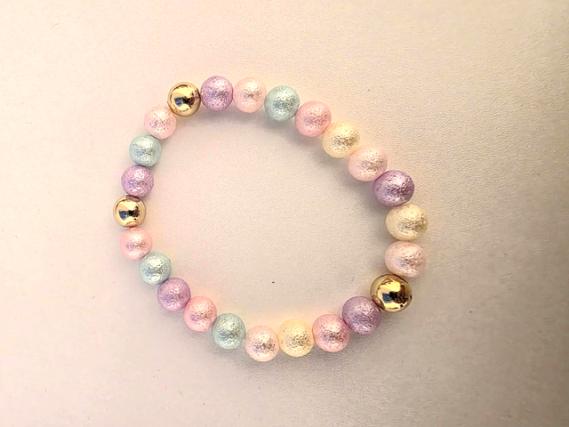 Bracelet en perles rondes couleur arc en ciel- la fabrique à pampilles