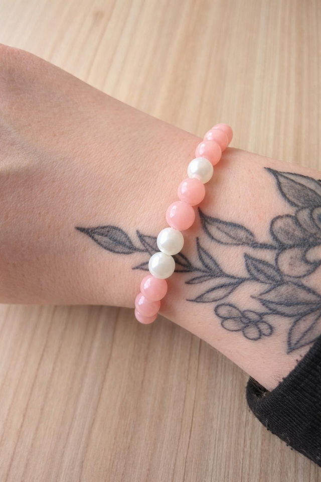 Bracelet perles rondes 6mm - Rose