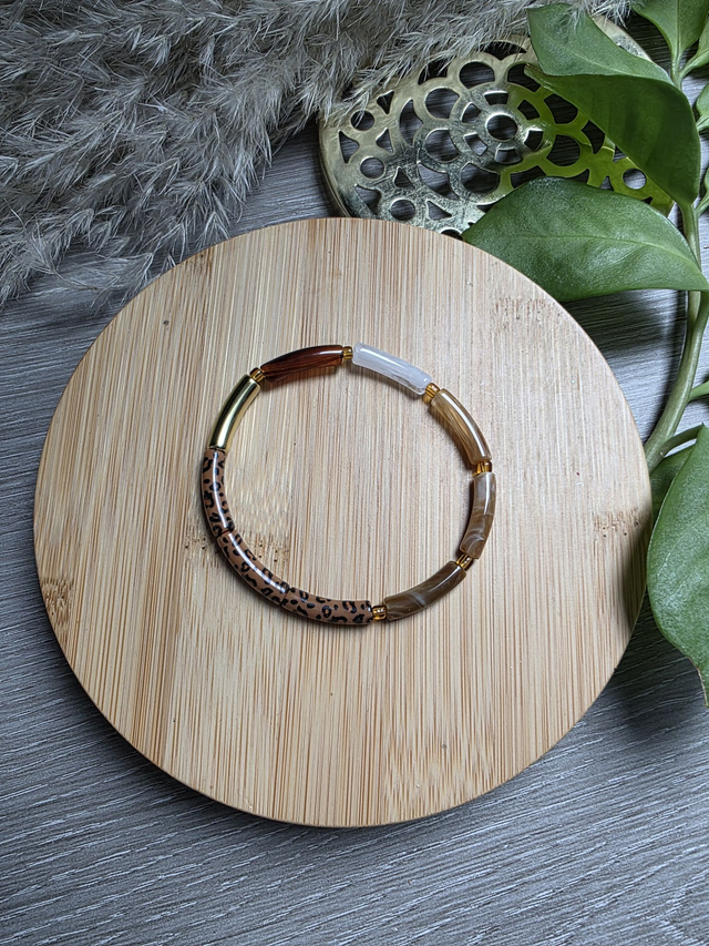 Bracelet en perles mini tube léopard- la fabrique à pampilles