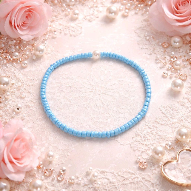 Bracelet en mini perles couleur bleu- la fabrique à pampilles