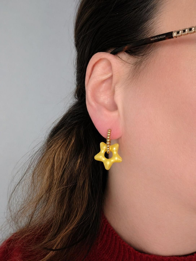 Pampilles interchangeables modèle Starla en résine couleur jaune uni- la fabrique à pampilles
