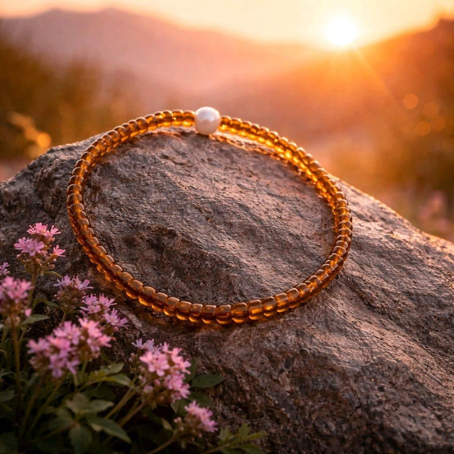 Bracelet en mini perles couleur marron trnaslucide- la fabrique à pampilles