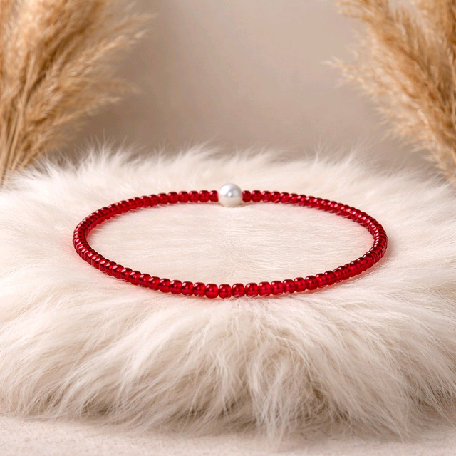 Bracelet en mini perles couleur rouge - la fabrique à pampilles