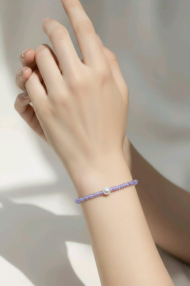 Bracelet en mini perles couleur lilas- la fabrique à pampilles