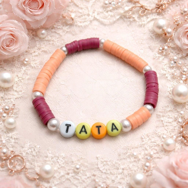 Bracelet en perles heishi "tata" couleur rose et magenta- la fabrique à pampilles
