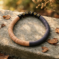 Bracelet en perles heishi "tonton" couleur caramel et anthracite- la fabrique à pampilles