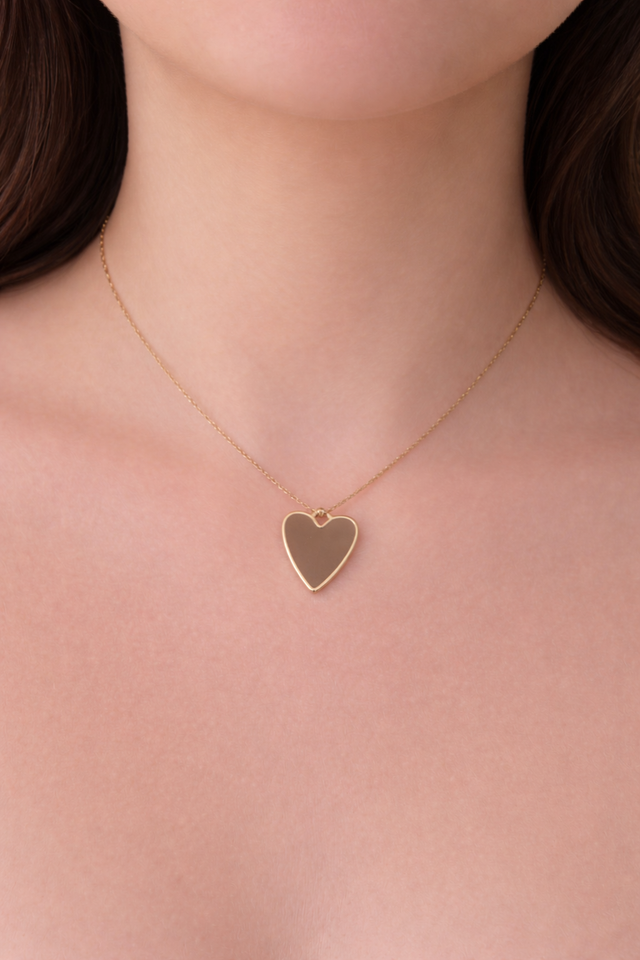 Collier maille serpentine doré - breloque coeur marron- la fabrique à pampilles