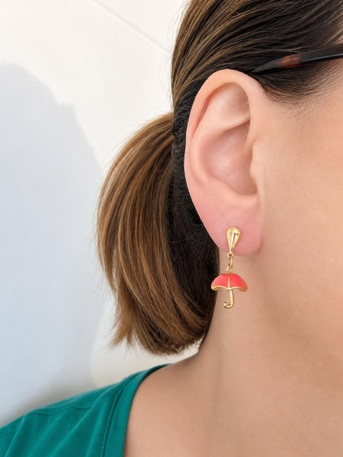 Boucles d oreilles couleur dorée - breloques parapluie- la fabrique à pampilles