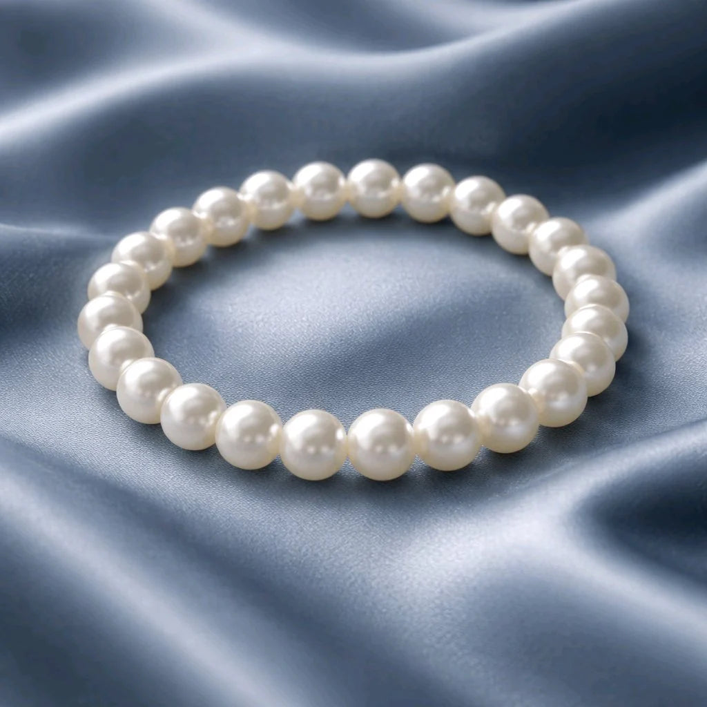 Bracelet full blanc en perles rondes 8mm