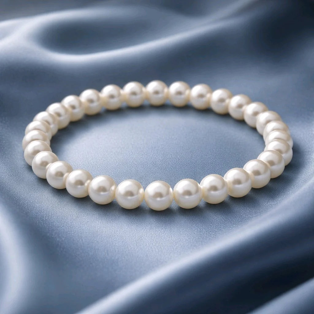 Bracelet full blanc en perles rondes 6mm